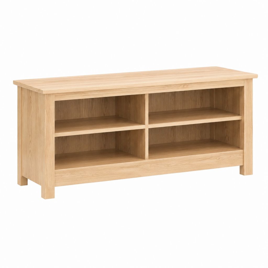 Banc à chaussures en chêne massif naturel avec 4 compartiments 100 x 35 x 50 cm