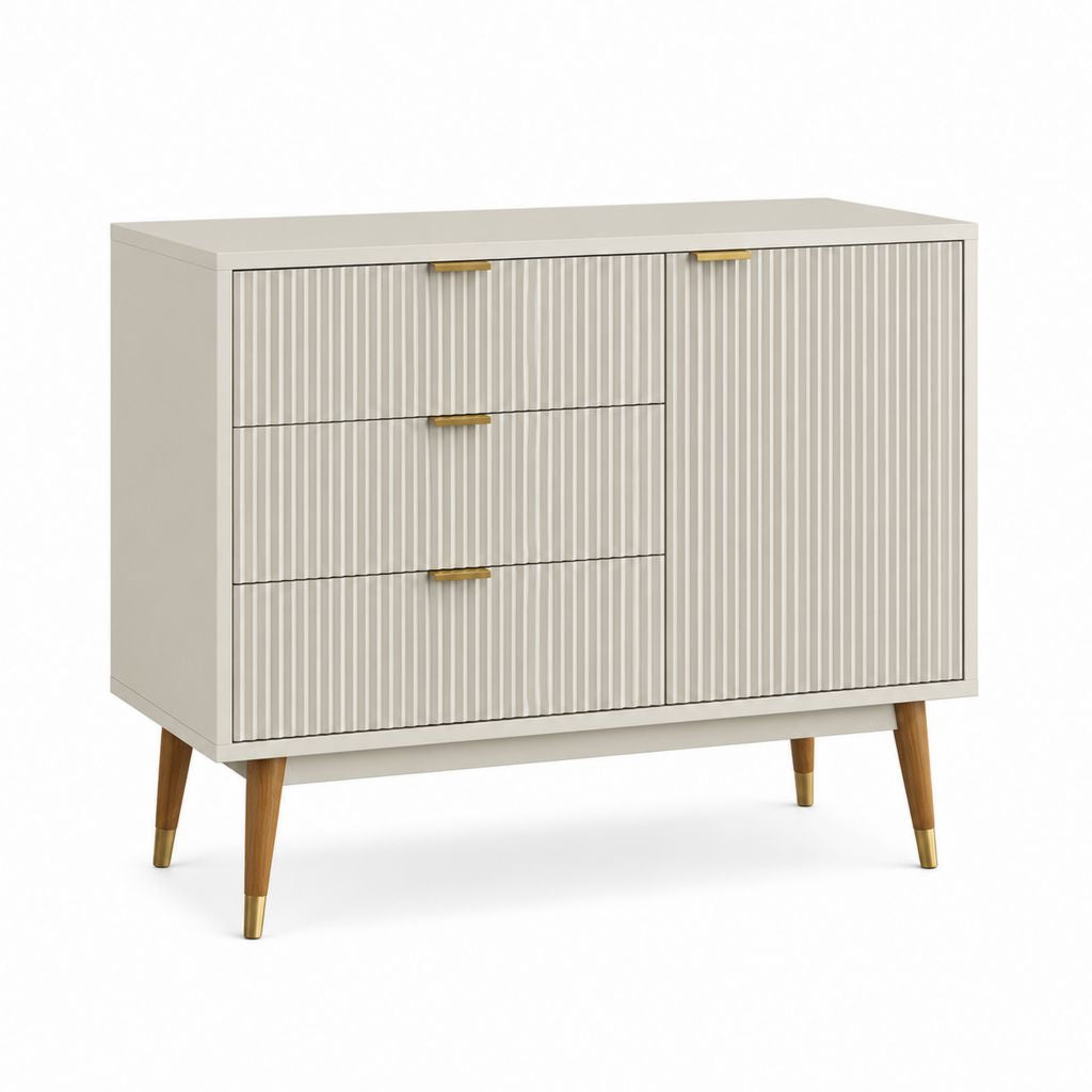 Buffet de salle à manger blanc cassé en MDF rectangulaire 120 x 40 x 90 cm avec 3 tiroirs et 1 porte