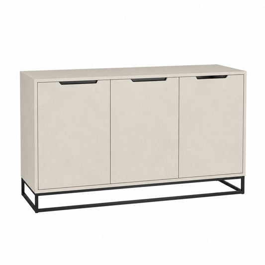 Buffet 3 portes beige en panneaux MDF rectangulaire 120 x 40 x 80 cm