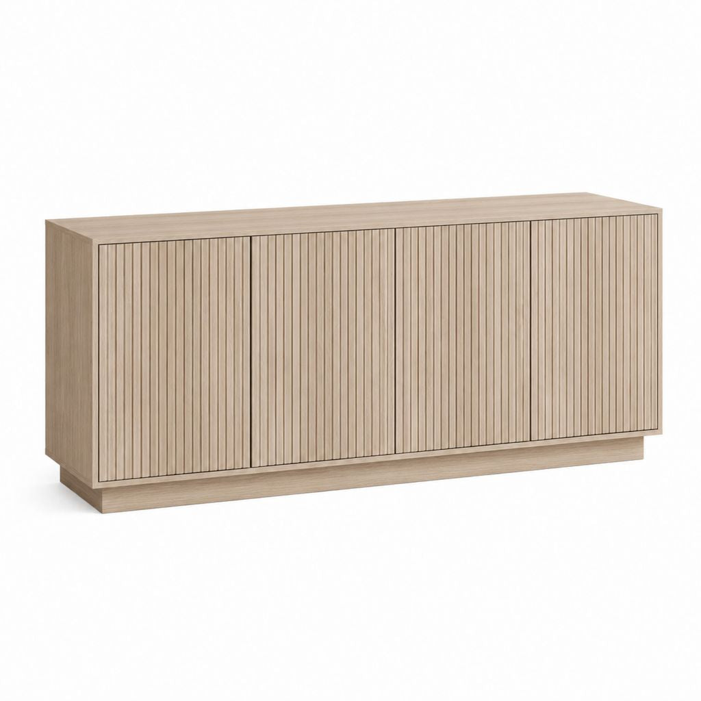 Buffet 3 portes beige chêne clair en MDF rectangulaire 160 x 40 x 80 cm