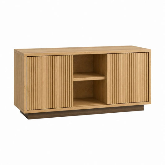 Buffet à portes coulissantes chêne naturel en panneaux de particules rectangulaire 120 x 40 x 75 cm