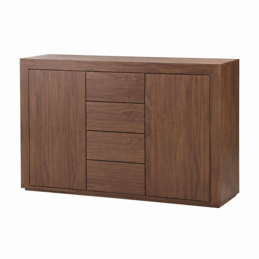 Buffet de rangement marron noyer en panneaux MDF plaqués noyer rectangulaire 160 x 45 x 90 cm
