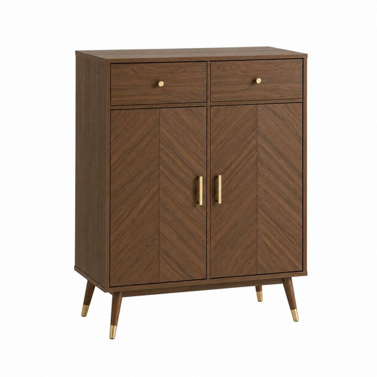 Buffet de salle à manger marron en panneaux MDF rectangulaire 80 x 40 x 110 cm avec 2 portes et 2 tiroirs
